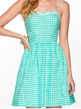 Lilly Pulitzer Mint Green/blue Gingham Summer Dress